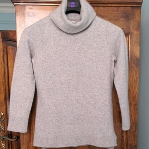 L.L. Bean Light Gray Cowl Neck Sweater, 100% Cashmere,  S-M, Turtleneck, Vintage